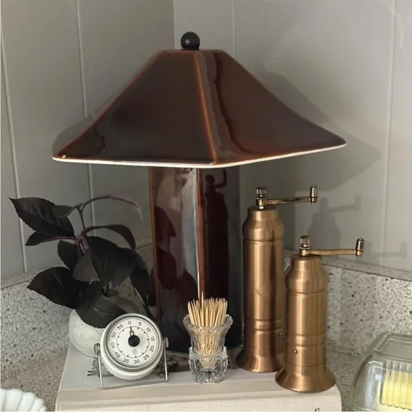 Studio McGee Double Ceramic Maroon Table Lamp